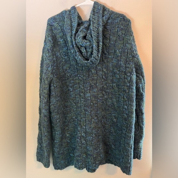Chico's Hooded Thick Wool Green/Blue Sweater Jacket Chico's Size 3/US Size XL - Picture 2 of 11